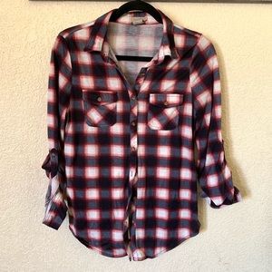 Passport Plaid Flannel Blue/Red ButtonDown Shirt M